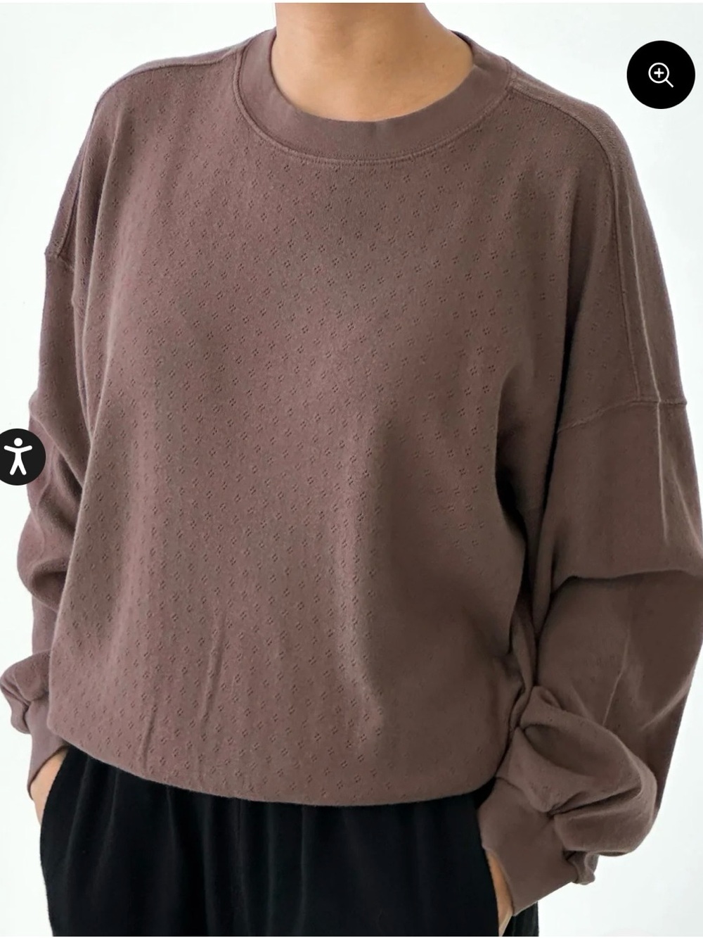 Le Bon Shoppe Pointelle Core Sweatshirt in Chocolate